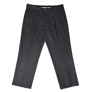 Perry Ellis Portfolio Dress Pants 38x30 Heather Gray Pleated Cuffed‎ Classic Fit